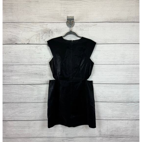 French Connection Women's Black Ivar Croc Cutout Sleeveless Mini Dress Size 12 - Picture 1 of 9